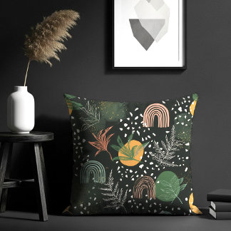 Modern Abstract Terrazzo & Botanical Collage Kudde