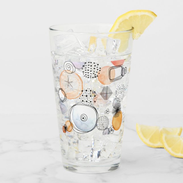 Modern Abstraction Cute Mönster Rosa Doodle Glaskopp (Bakside Is)