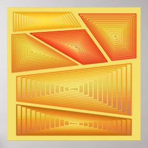 Modern abstrakt - 3 D-pyramider, guld Poster