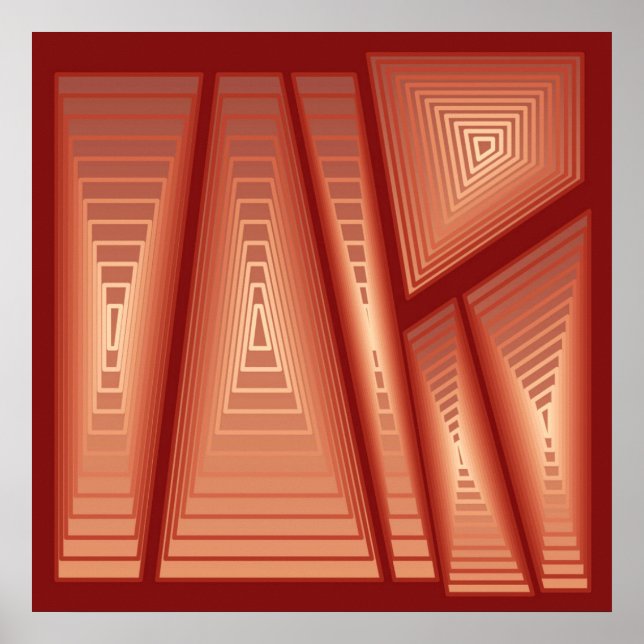 Modern Abstrakt - 3-d-pyramider, koppar Poster (Framsidan)