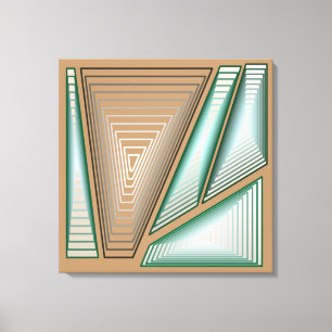 Modern Abstrakt - 3-d-pyramider, Taupe och Silver Canvastryck