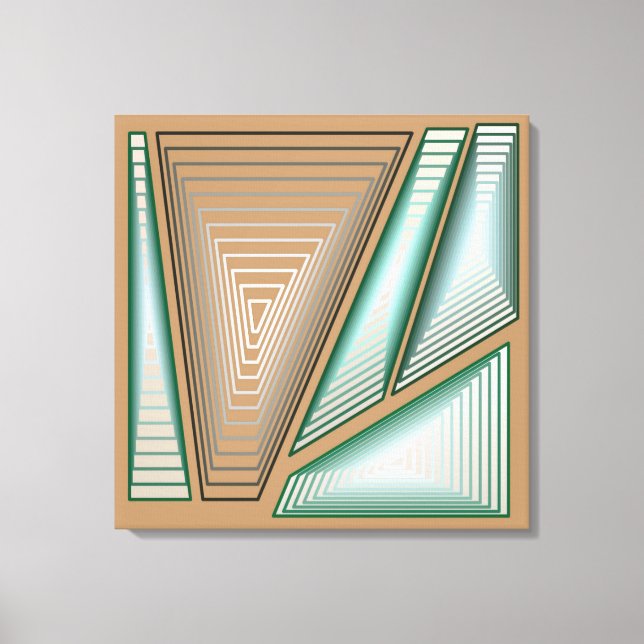 Modern Abstrakt - 3-d-pyramider, Taupe och Silver Canvastryck (Framsida)