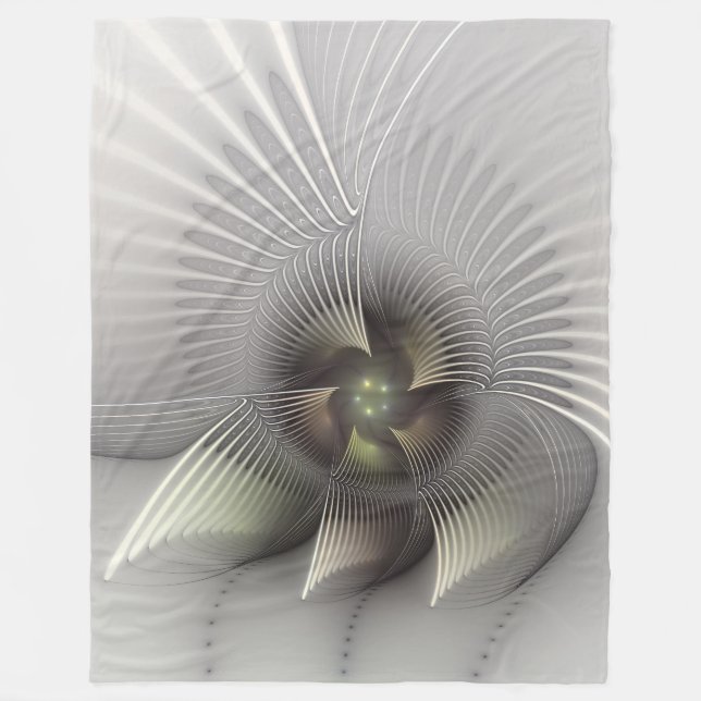 Modern abstrakt 3D-form fraktal konst Fleecefilt (Framsidan)