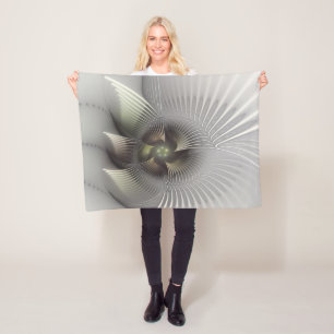 Modern abstrakt 3D-form fraktal konst Fleecefilt