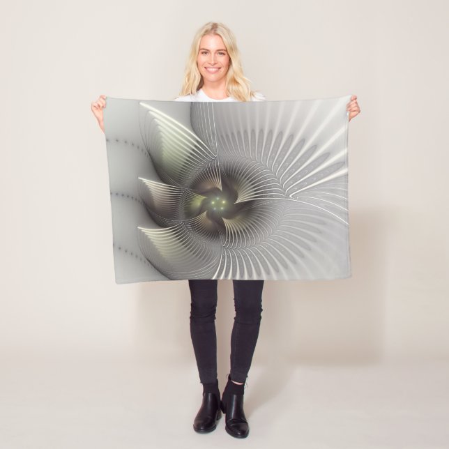 Modern abstrakt 3D-form fraktal konst Fleecefilt (På plats)
