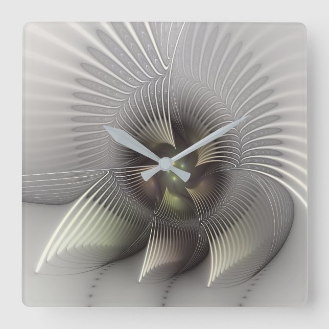 Modern Abstrakt 3D Form Fraktal Konst Fyrkantig Klocka (Framsida)