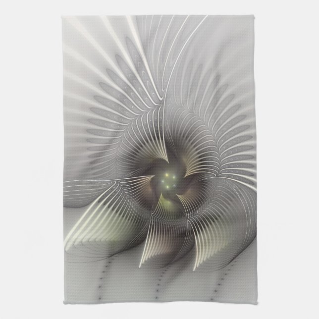 Modern Abstrakt 3D Form Fraktal Konst Kökshandduk (Vertikal)