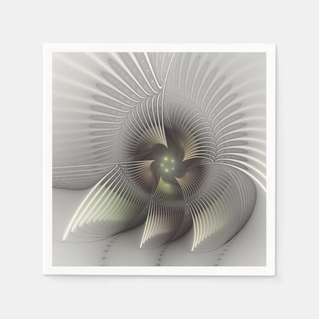 Modern Abstrakt 3D Form Fraktal Konst Pappersservett (Framsidan)