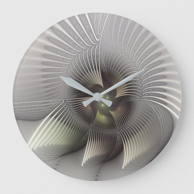Modern Abstrakt 3D Form Fraktal Konst Stor Klocka (Framsida)
