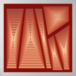 Modern Abstrakt - 3D-Pyramider, Koppar Poster