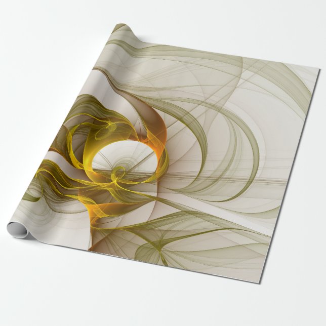 Modern Abstrakt Ädelmetallfärger Fraktal Presentpapper (Utrullad)