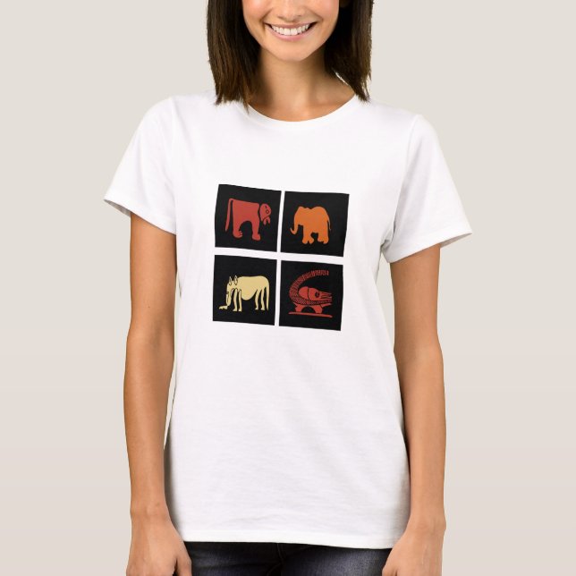 Modern abstrakt afrikansk djurkonst t shirt (Framsida)