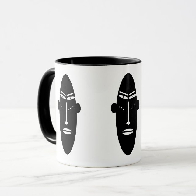 Modern abstrakt afrikansk tatuering ansiktskonst mugg (Framsida vänster)