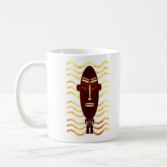 Modern abstrakt afrikansk ursprungsbefolkning silh kaffemugg (Vänster)