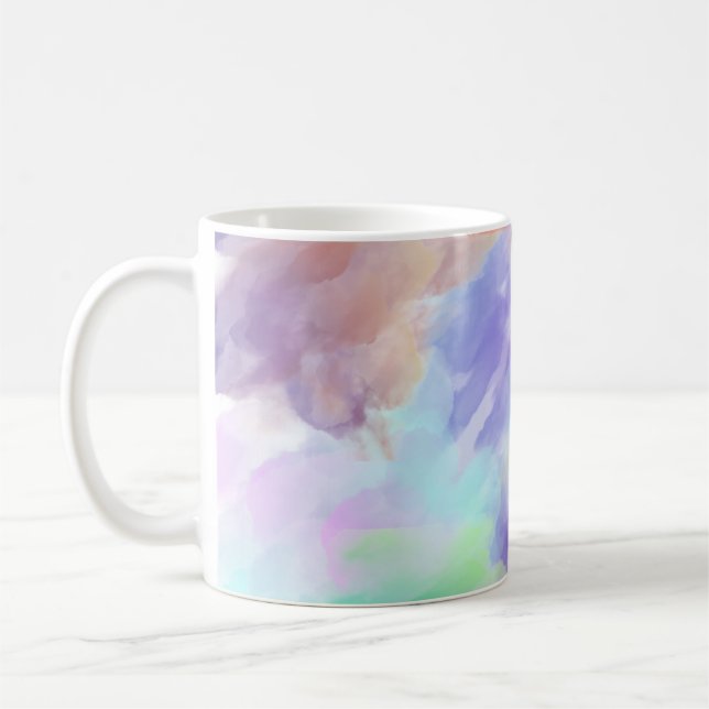 Modern Abstrakt Akvarell Moln Färgrik Pastell  Kaffemugg (Vänster)