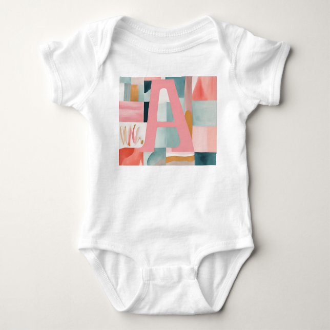 Modern Abstrakt Akvarellmonogram Bokstav A T Shirt (Framsida)