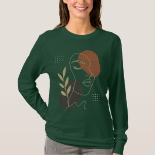 Modern Abstrakt Ansikte Linje Konst Svett T Shirt