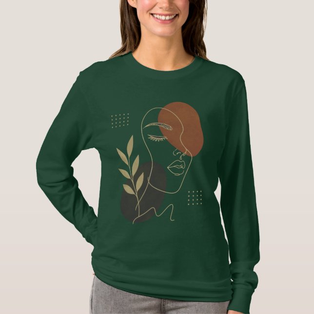 Modern Abstrakt Ansikte Linje Konst Svett T Shirt (Framsida)