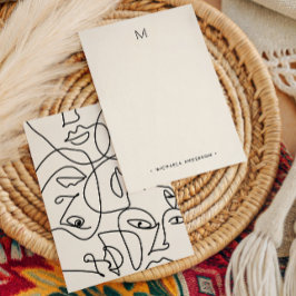 Modern Abstrakt Ansikte Monogram och Namn Statione Anteckningskort