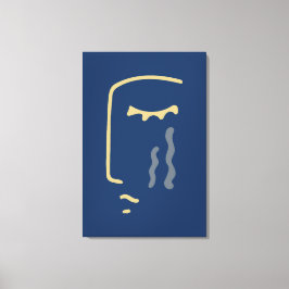 Modern Abstrakt Ansikte på Blue Canvastryck