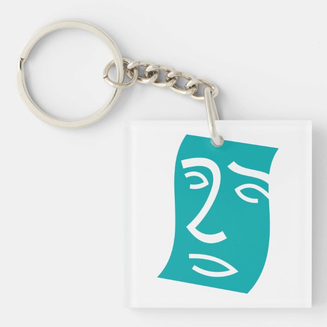 Modern Abstrakt Ansikts Linjekonst Teal (Framsidan)