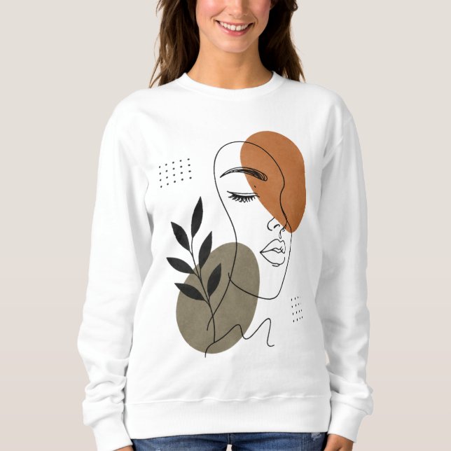 Modern abstrakt ansiktslinjekonst sweatshirt t shirt (Framsida)