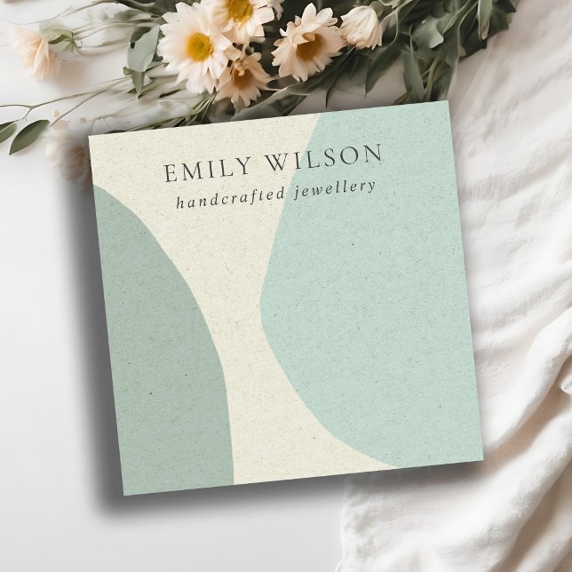 Modern Abstrakt Aqua Blue Blank Jewelry Visning Fyrkantigt Visitkort (Skapare uppladdad)