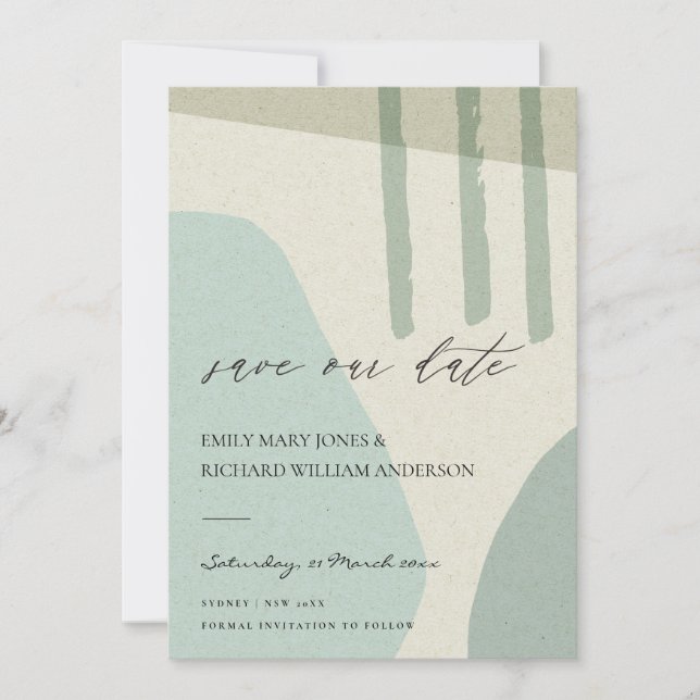 MODERN ABSTRAKT AQUA BLUE KRAFT ARTISTIC ART SPARA DATUMET (Framsida)