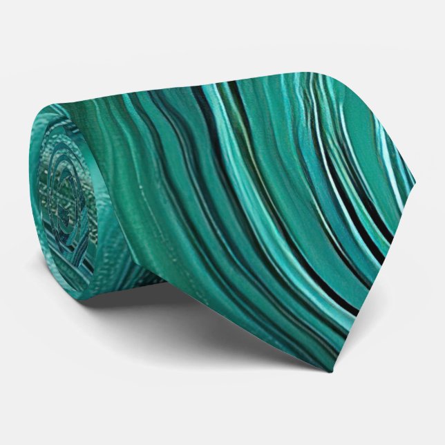 Modern Abstrakt Aqua Swirl Neck Tie Slips (Rullad)