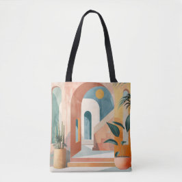 Modern Abstrakt Architectural Tote Bag Tygkasse