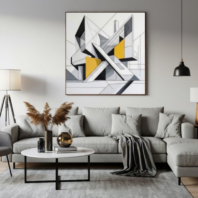 Modern Abstrakt Arkitektonisk Gul Accent Poster (Skapare uppladdad)