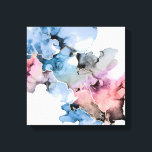 Modern Abstrakt Art Alcohol Bläck blue rosa guld Canvastryck<br><div class="desc">Experimentera med bläck,  jag kunde få underbara effekter och vackert färg. Blåblått,  nyp och lila med beröring av guld på den inslagna duken. Visning det i din moderna hemdekanal för en liten bit färg.</div>
