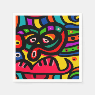 Modern Abstrakt Art Ansikte Pappersservett