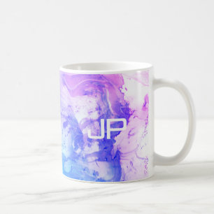 Modern Abstrakt Art Blue Lila Template Monogram Kaffemugg