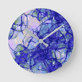 Modern Abstrakt Art Blue Rund Klocka