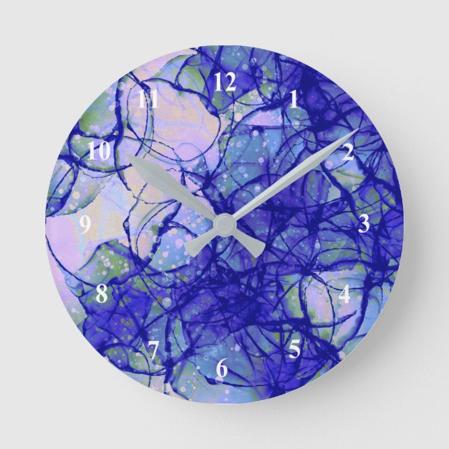 Modern Abstrakt Art Blue Rund Klocka (Framsida)