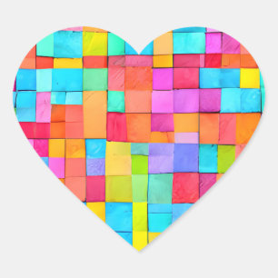 Modern Abstrakt Art Colorful Designer Heart Hjärtformat Klistermärke
