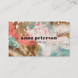 Modern Abstrakt Art Coral Blue White Visitkort