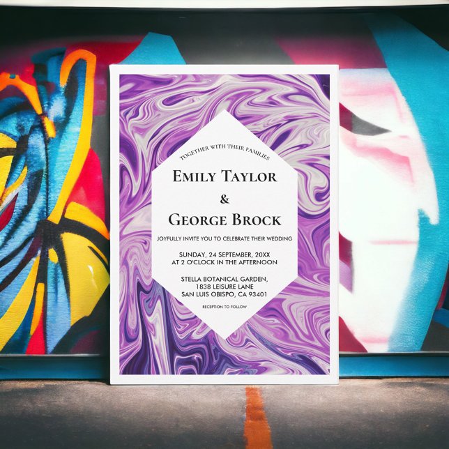 Modern Abstrakt Art Galaxy Script Snyggt Bröllop Inbjudningar (Skapare uppladdad)