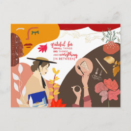 Modern Abstrakt Art Gratitude Quote Thanksgiving Vykort