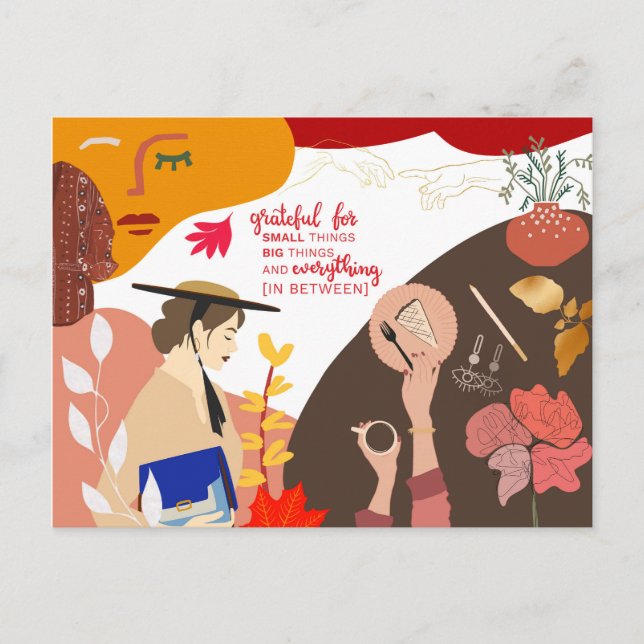 Modern Abstrakt Art Gratitude Quote Thanksgiving Vykort (Framsida)