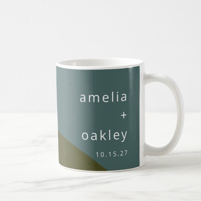 Modern Abstrakt Art Grönt Sage Teal Personligt brö Kaffemugg (Höger)