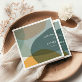 Modern Abstrakt Art Grönt Sage Teal Personligt brö Pappersservett