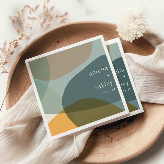 Modern Abstrakt Art Grönt Sage Teal Personligt brö Pappersservett (Skapare uppladdad)