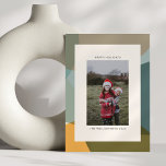 Modern Abstrakt Art Grönt Sage Teal Photo Julkort<br><div class="desc">Modern Abstrakt Art Shapes Sage Teal Unik Anpassningsbar Fotojulkort Helgdag</div>