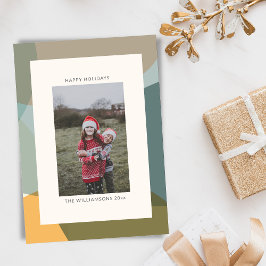 Modern Abstrakt Art Grönt Sage Teal Photo Julkort