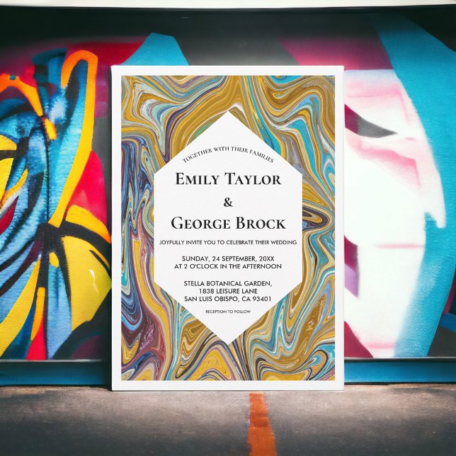 Modern Abstrakt Art Liquid Painting Artist Bröllop Inbjudningar (Skapare uppladdad)