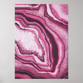 Modern Abstrakt Art Rosa Agate Geode Gemstone Poster