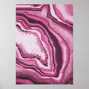Modern Abstrakt Art Rosa Agate Geode Gemstone Poster