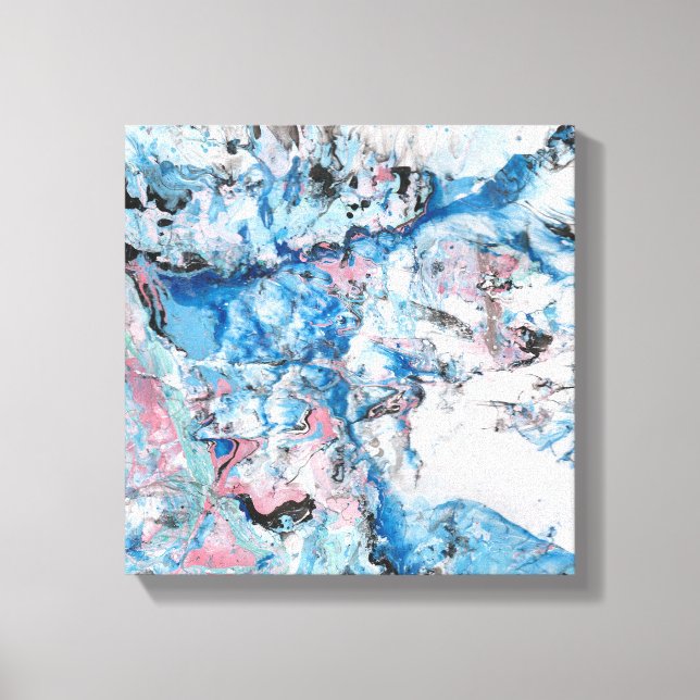 Modern Abstrakt Art Rosa Blue White Trendig Canvastryck (Framsida)